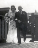 Vera Davis at her wedding on 5 Oct 1940 with her Grandfather Frank Davis